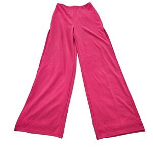 NWT Lulus Hot Pink Side‎ Slit High Rise Wide Leg Chic Barbiecore Pants Sz S